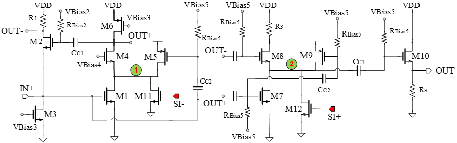 Schematic diagram of Half circuit of proposed Differential LNA